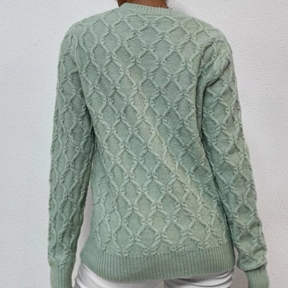 textured pattern sweater trending fall winter chic casual minty green - Picture 3 of 6